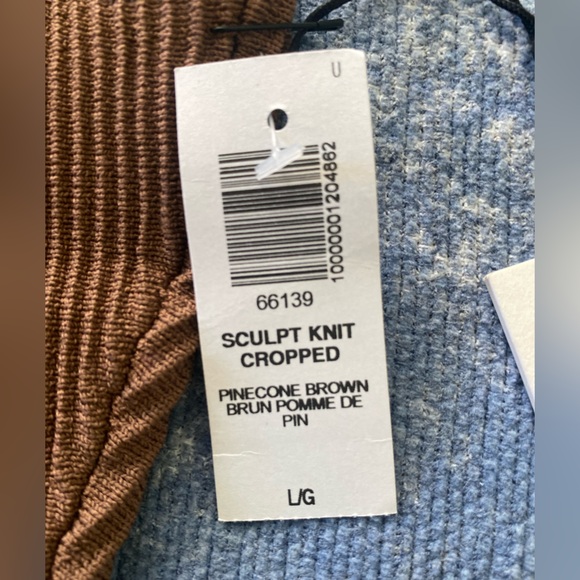 NWT Aritzia Babaton Sculpt Knit Brown Ribbed Women's Crop Top Size Large - Picture 7 of 9